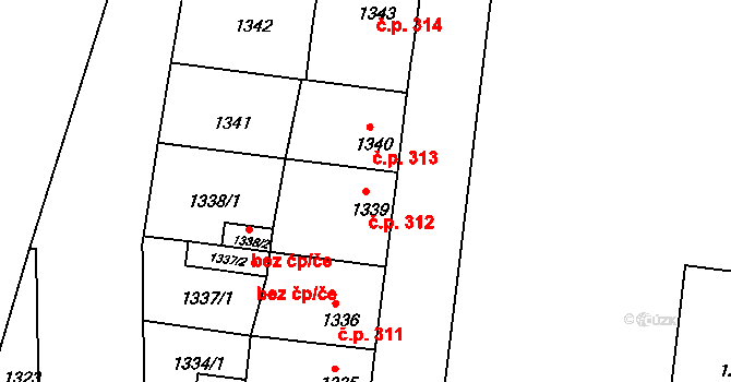 České Budějovice 4 312, České Budějovice na parcele st. 1339 v KÚ České Budějovice 4, Katastrální mapa