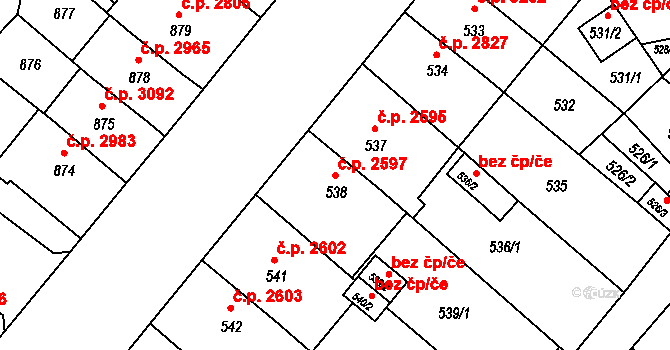 Chomutov 2597 na parcele st. 538 v KÚ Chomutov II, Katastrální mapa
