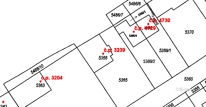 Chomutov 3239 na parcele st. 5366 v KÚ Chomutov I, Katastrální mapa
