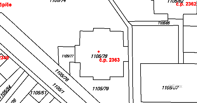 Mizerov 2363, Karviná na parcele st. 1105/78 v KÚ Karviná-město, Katastrální mapa