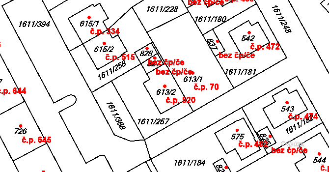 Rotava 520 na parcele st. 613/2 v KÚ Rotava, Katastrální mapa