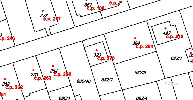 Parník 270, Česká Třebová na parcele st. 323 v KÚ Parník, Katastrální mapa