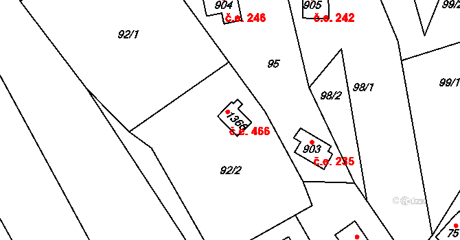 Bílovice nad Svitavou 466 na parcele st. 1366 v KÚ Bílovice nad Svitavou, Katastrální mapa