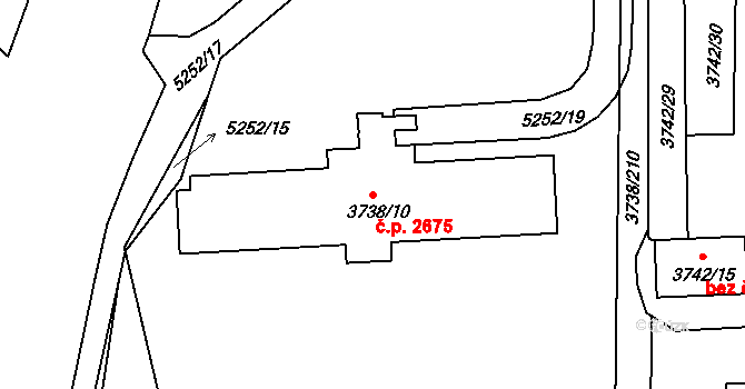 Louny 2675 na parcele st. 3738/10 v KÚ Louny, Katastrální mapa