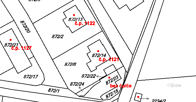 Liberec XIV-Ruprechtice 1121, Liberec na parcele st. 872/14 v KÚ Ruprechtice, Katastrální mapa