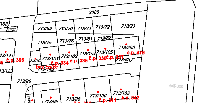 Suchohrdly 337 na parcele st. 713/105 v KÚ Suchohrdly u Znojma, Katastrální mapa
