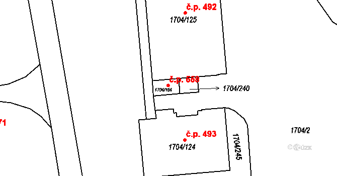 Miřetice u Klášterce nad Ohří 558, Klášterec nad Ohří na parcele st. 1704/164 v KÚ Miřetice u Klášterce nad Ohří, Katastrální mapa
