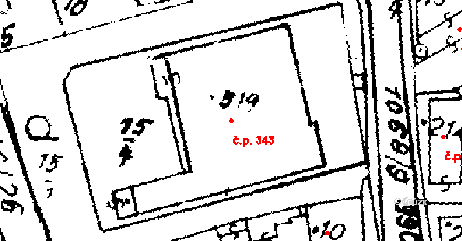 Hrochův Týnec 343 na parcele st. 519 v KÚ Hrochův Týnec, Katastrální mapa