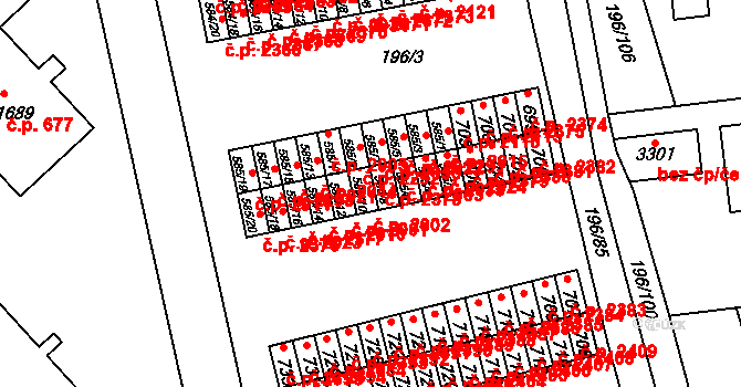 Sezimovo Ústí 2002 na parcele st. 585/10 v KÚ Sezimovo Ústí, Katastrální mapa