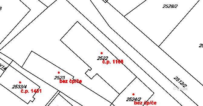 Děčín I-Děčín 1168, Děčín na parcele st. 2522 v KÚ Děčín, Katastrální mapa