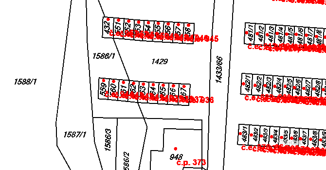 Příluky 938, Zlín na parcele st. 565 v KÚ Příluky u Zlína, Katastrální mapa