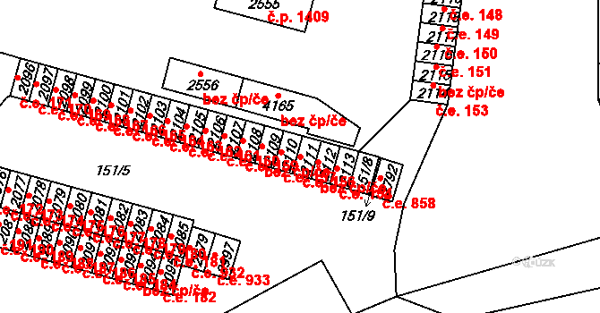 Kyjov 156 na parcele st. 2111 v KÚ Kyjov, Katastrální mapa