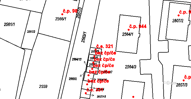 Poruba 321, Orlová na parcele st. 2564/9 v KÚ Poruba u Orlové, Katastrální mapa