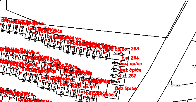 Radvanice 281, Ostrava na parcele st. 2027/125 v KÚ Radvanice, Katastrální mapa