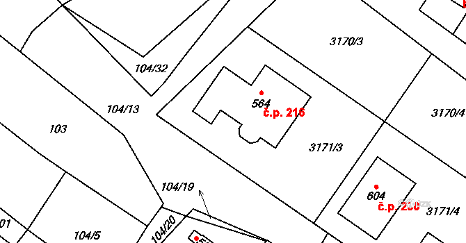 Brod nad Dyjí 216 na parcele st. 564 v KÚ Brod nad Dyjí, Katastrální mapa