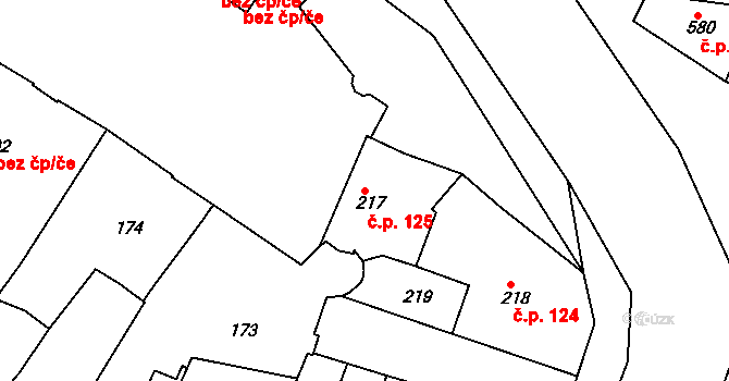 Jemnice 125 na parcele st. 217 v KÚ Jemnice, Katastrální mapa