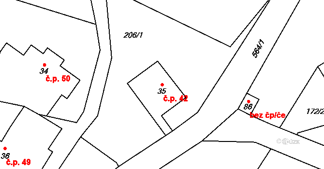 Kyjov 42, Krásná Lípa na parcele st. 35 v KÚ Kyjov u Krásné Lípy, Katastrální mapa