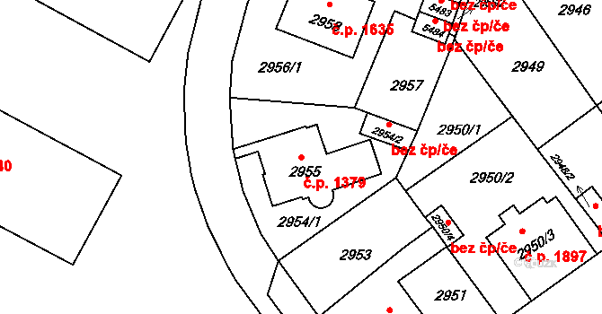Předměstí 1379, Litoměřice na parcele st. 2955 v KÚ Litoměřice, Katastrální mapa