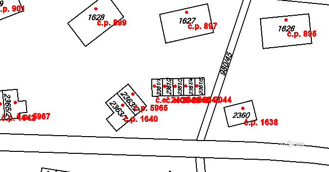 Zlín 2041 na parcele st. 2361/2 v KÚ Zlín, Katastrální mapa