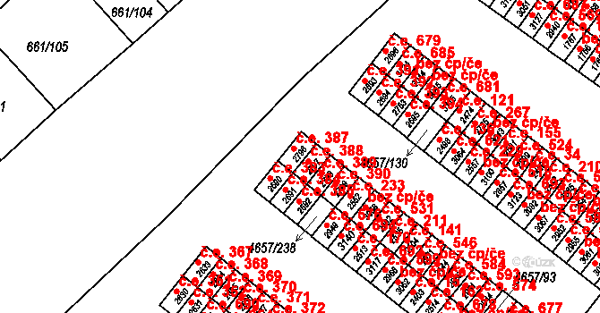 Veselí nad Moravou 387 na parcele st. 2796 v KÚ Veselí-Předměstí, Katastrální mapa