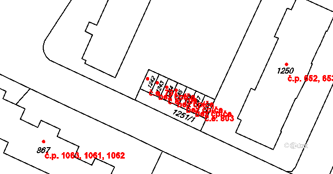 Kopřivnice 799 na parcele st. 1244 v KÚ Kopřivnice, Katastrální mapa