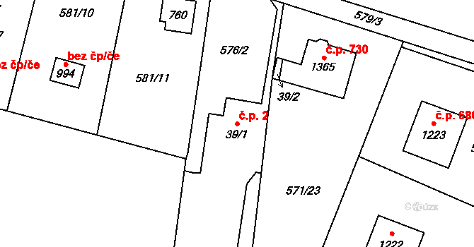 Michálkovice 2, Ostrava na parcele st. 39/1 v KÚ Michálkovice, Katastrální mapa