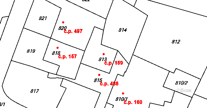 Polanka nad Odrou 159, Ostrava na parcele st. 813 v KÚ Polanka nad Odrou, Katastrální mapa