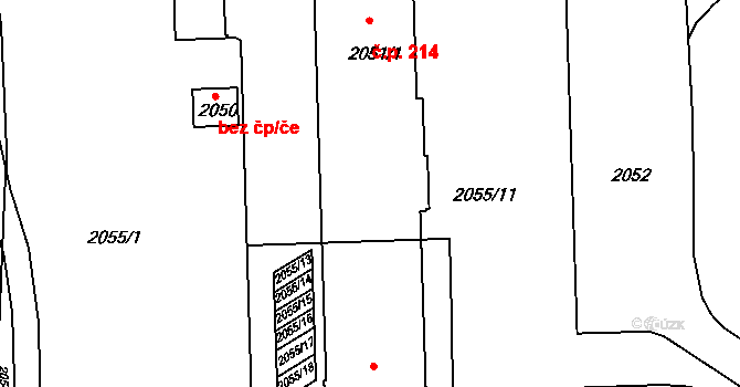 Žďár nad Sázavou 1 214, Žďár nad Sázavou na parcele st. 2051/1 v KÚ Město Žďár, Katastrální mapa