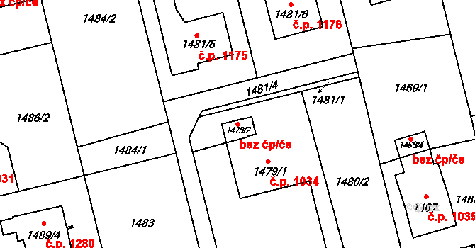 Havířov 38776901 na parcele st. 1479/2 v KÚ Prostřední Suchá, Katastrální mapa