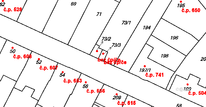 Nýřany 39621901 na parcele st. 73/3 v KÚ Nýřany, Katastrální mapa
