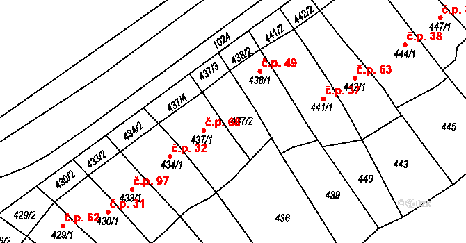 Tetčice 39841901 na parcele st. 437/2 v KÚ Tetčice, Katastrální mapa