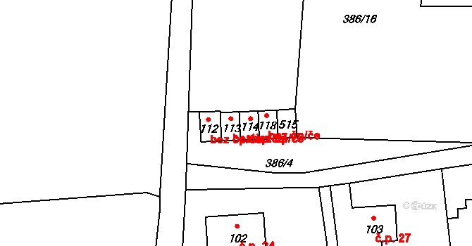 Hynčice 40097901 na parcele st. 114 v KÚ Hynčice u Broumova, Katastrální mapa