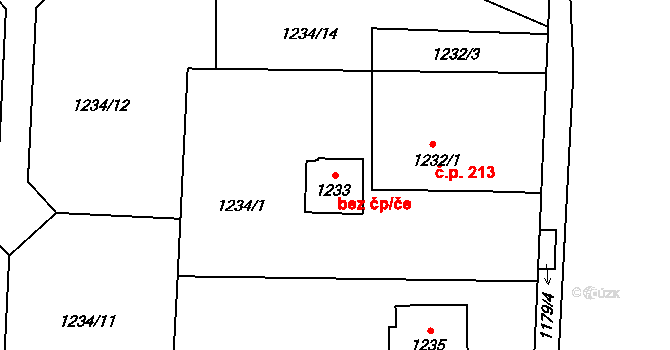 Český Těšín 41257901 na parcele st. 1233 v KÚ Dolní Žukov, Katastrální mapa