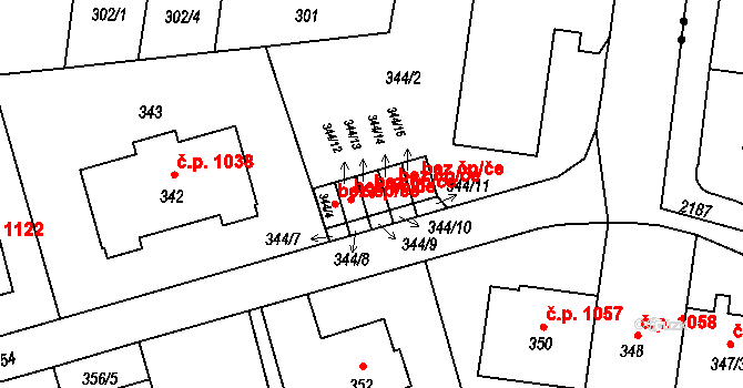 Praha 41755901 na parcele st. 344/13 v KÚ Břevnov, Katastrální mapa