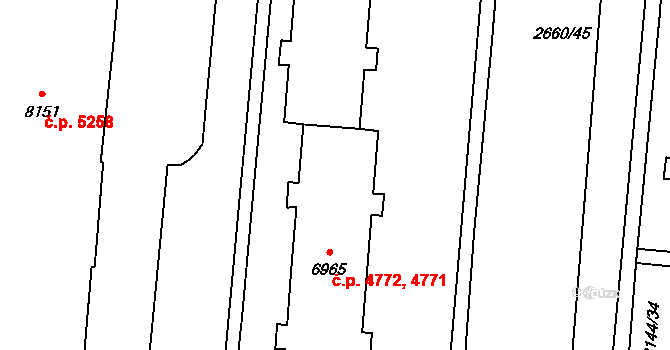 Zlín 4771,4772 na parcele st. 6965 v KÚ Zlín, Katastrální mapa