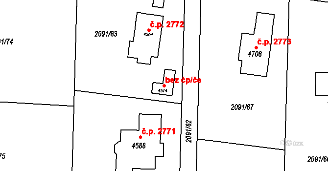 Rožnov pod Radhoštěm 42432901 na parcele st. 4574 v KÚ Rožnov pod Radhoštěm, Katastrální mapa