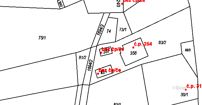 Třebovice 42843901 na parcele st. 357 v KÚ Třebovice, Katastrální mapa