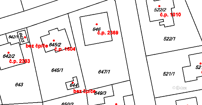 Roztoky 43514901 na parcele st. 647/1 v KÚ Roztoky u Prahy, Katastrální mapa