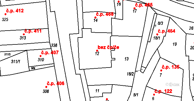 Třešť 44509901 na parcele st. 12 v KÚ Třešť, Katastrální mapa