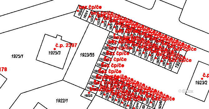 Teplice 45134901 na parcele st. 1923/10 v KÚ Teplice, Katastrální mapa