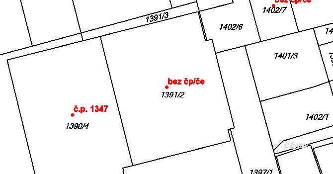 Holešov 47611901 na parcele st. 1391/2 v KÚ Holešov, Katastrální mapa