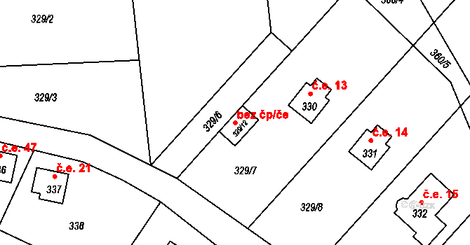 Sázava 48305901 na parcele st. 329/12 v KÚ Dojetřice, Katastrální mapa