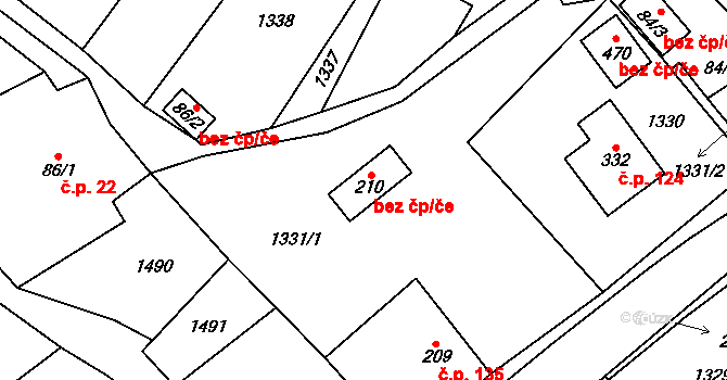 Lhota u Vsetína 48467901 na parcele st. 210 v KÚ Lhota u Vsetína, Katastrální mapa