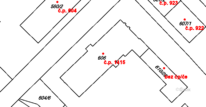 Poruba 1415, Orlová na parcele st. 606 v KÚ Poruba u Orlové, Katastrální mapa