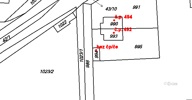 Vinařice 48777901 na parcele st. 994 v KÚ Vinařice u Kladna, Katastrální mapa