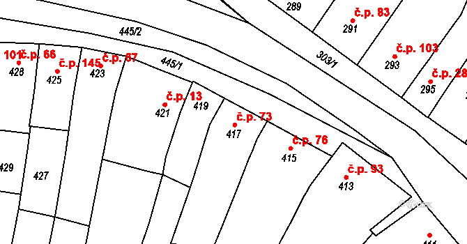 Vícemilice 73, Bučovice na parcele st. 417 v KÚ Vícemilice, Katastrální mapa