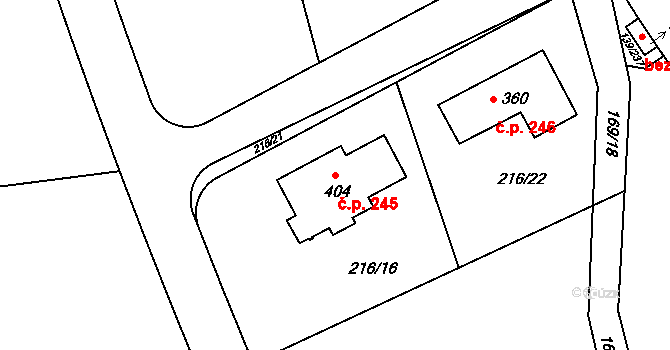 Trnová 245 na parcele st. 404 v KÚ Trnová u Jíloviště, Katastrální mapa