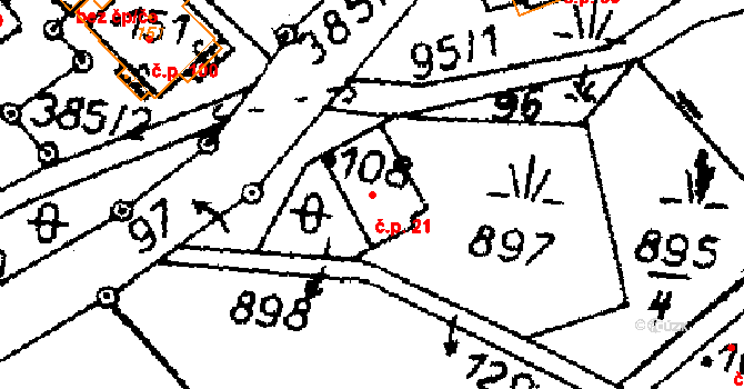 Heřmanice 21, Králíky na parcele st. 108 v KÚ Heřmanice u Králík, Katastrální mapa