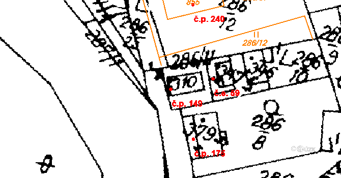 Klášterec nad Orlicí 149 na parcele st. 310 v KÚ Klášterec nad Orlicí, Katastrální mapa