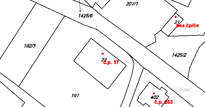 Kunčice 17, Letohrad na parcele st. 23 v KÚ Kunčice u Letohradu, Katastrální mapa